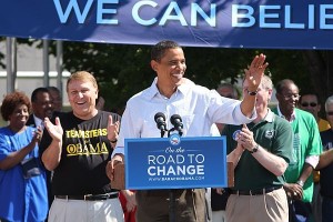 “No caminho para a mudança”. Barack Obama, quando era candidato à Presidência dos Estados Unidos. Foto: Bankole Thompson/IPS