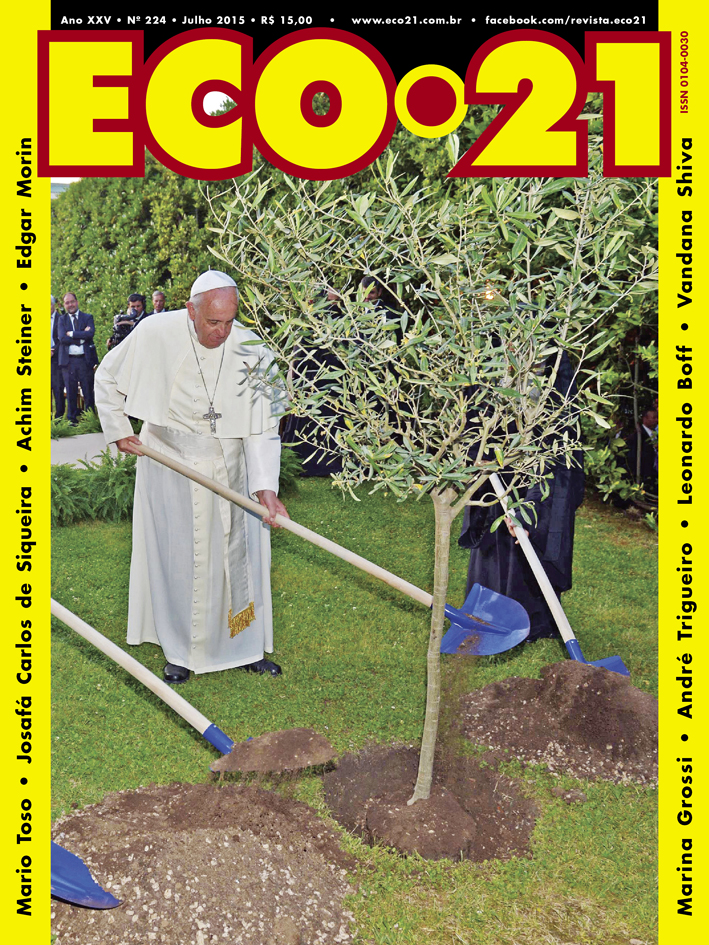 Papa Francisco plantando uma árvoreno Vaticano. Foto: HaimZach 