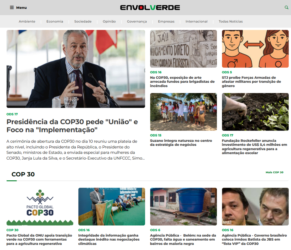 Boletim Envolverde 13/11/2025 - Casa do Jornalismo Socioambiental COP30 - Leia e compartilhe