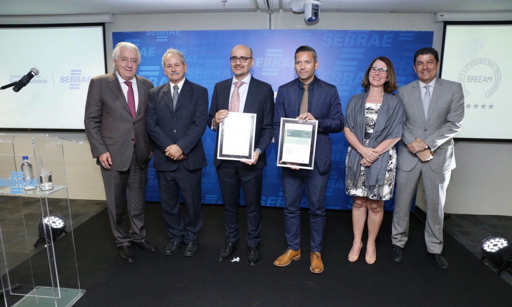 Cerimônia de entrega da certificação BREEAM, na sede do SEBRAE Nacional, com a presença de Guilherme Afif Domingos